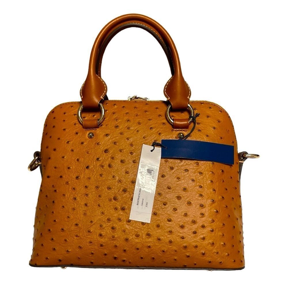 ❤️💗❤️ Dooney & Bourke Ostrich Cameron Satchel STYLE BOSTR1076CAKR Color Caramel - Picture 3 of 11